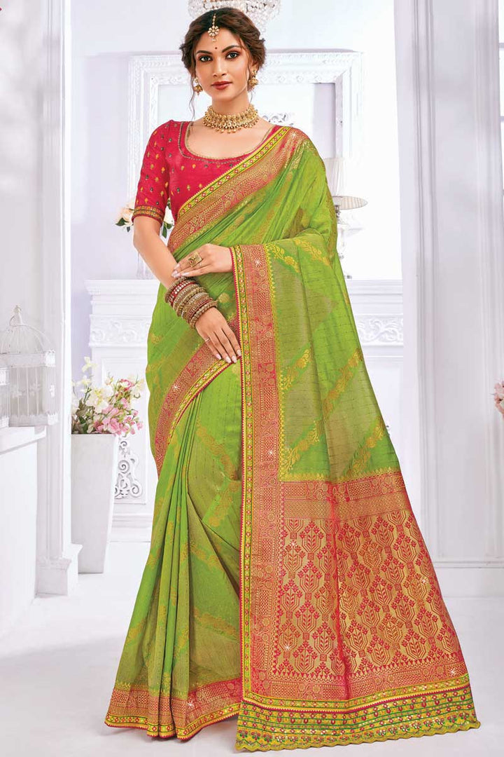 Green Color Function Wear Art Silk Fabric Incredible Saree