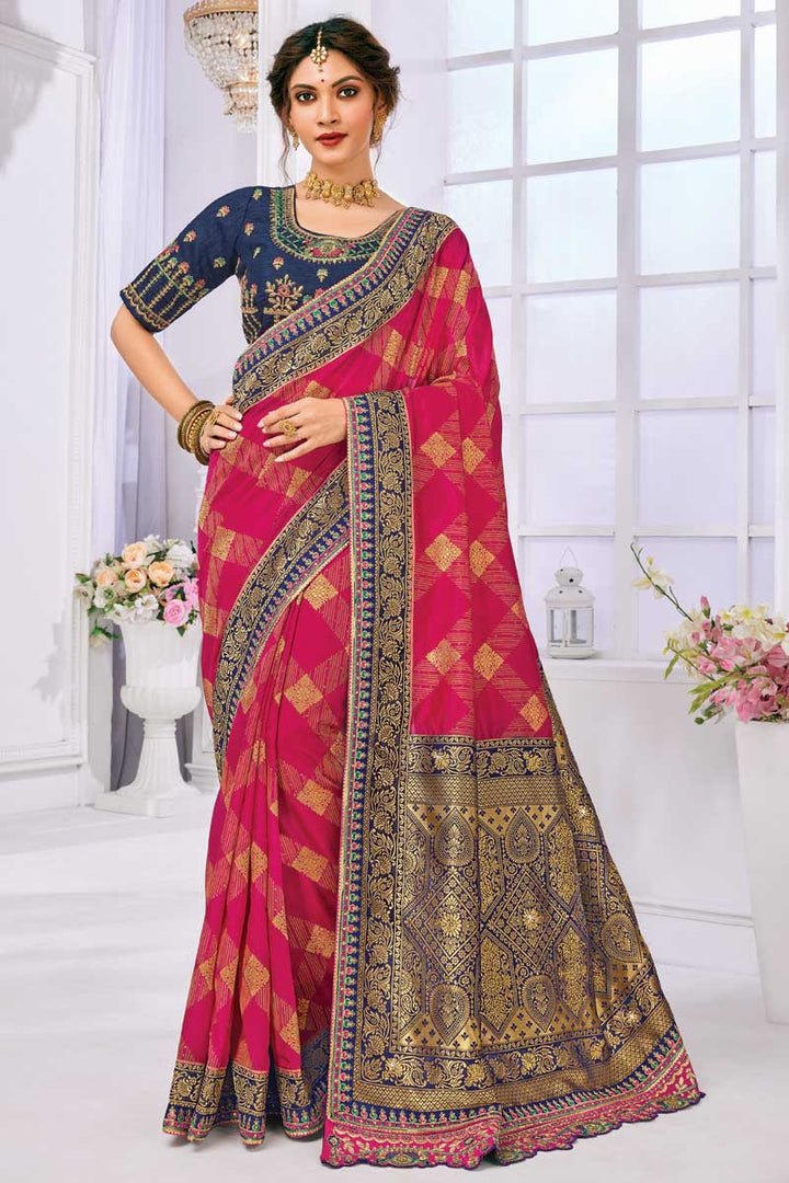 Pink Color Function Wear Charismatic Saree In Art Silk Fabric
