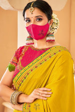 Load image into Gallery viewer, Mustard Color Border Work On Art Silk Fabric Superior Saree
