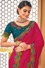 Load image into Gallery viewer, Border Work On Pink Color Art Silk Fabric Astounding Saree
