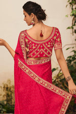 Load image into Gallery viewer, Art Silk Party Wear Alluring Embroidered Saree In Rani Color
