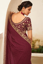 Load image into Gallery viewer, Party Wear Maroon Color Alluring Embroidered Saree In Art Silk
