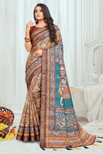 Load image into Gallery viewer, Radiant Beige Cotton Casual Printed Saree
