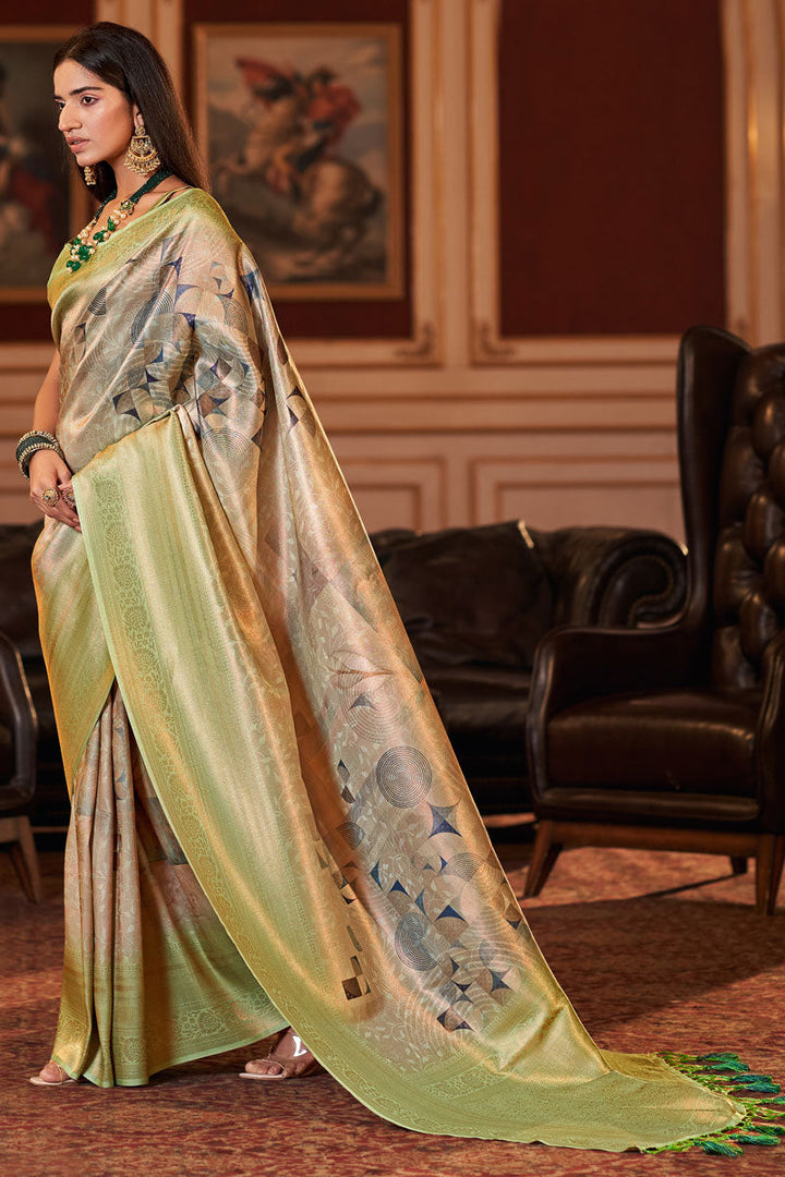 Alluring Multi Color Jacquard Digital Printed Saree