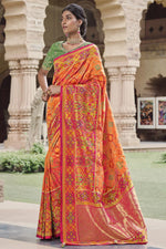 Load image into Gallery viewer, Weaving Work Silk Fabric Orange Color Wonderful Saree
