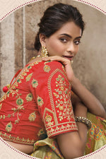 Load image into Gallery viewer, Silk Fabric Olive Color Weaving Work Stunning Saree
