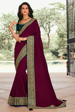 Load image into Gallery viewer, Maroon Color Border Work On Art Silk Intriguing Saree
