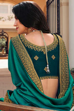 Load image into Gallery viewer, Border Work On Art Silk Fabric Superior Saree In Cyan Color
