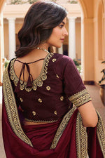 Load image into Gallery viewer, Burgundy Color Border Work Art Silk Fabric Divine Saree
