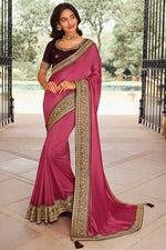 Load image into Gallery viewer, Border Work On Art Silk Fabric Beatific Saree In Pink Color
