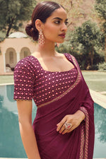 Load image into Gallery viewer, Beguiling Burgundy Color Art Silk Fabric Festive Look Crush Saree
