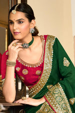 Load image into Gallery viewer, Green Color Embroidery Border Work Art Silk Fabric Lovely Saree

