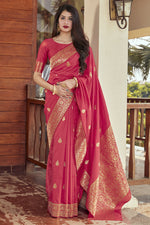 Load image into Gallery viewer, Classic Weaving Work On Pink Color Rich Pallu Saree In Silk Fabric

