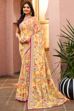 Load image into Gallery viewer, Yellow Color Stunning Casual Look Floral Printed Georgette Saree
