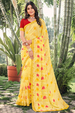 Load image into Gallery viewer, Beautiful Yellow Color Georgette Light Weight Casual Saree
