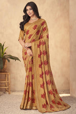 Load image into Gallery viewer, Orange Color Beguiling Georgette Saree With Printed Work
