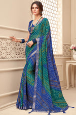 Load image into Gallery viewer, Vartika Singh Blue Color Chiffon Classic Saree
