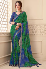 Load image into Gallery viewer, Vartika Singh Chiffon Blue Color Contemporary Style Saree
