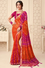 Load image into Gallery viewer, Vartika Singh Orange Casual Chiffon Amazing Bandhani Printed Saree
