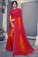 Load image into Gallery viewer, Pleasant Floral Printed Chiffon Fabric Saree In Orange Color
