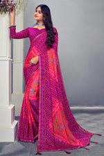 Load image into Gallery viewer, Chiffon Fabric Purple Color Chic Saree With Floral Printed Work
