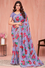 Load image into Gallery viewer, Georgette Fabric Lavender Color Casual Look Wonderful Saree
