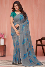 Load image into Gallery viewer, Georgette Fabric Grey Color Casual Look Beauteous Saree
