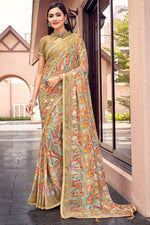 Load image into Gallery viewer, Ingenious Printed Work Casual Chiffon Saree In Beige Color
