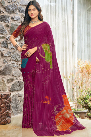 Stunning Casual Satin Printed Saree