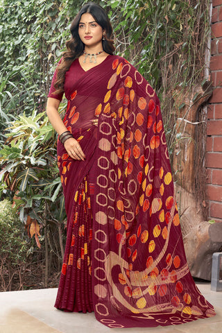 Superior Maroon Color Printed Casual Saree