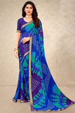 Load image into Gallery viewer, Chiffon Fabric Blue Color Casual Sensational Printed Saree
