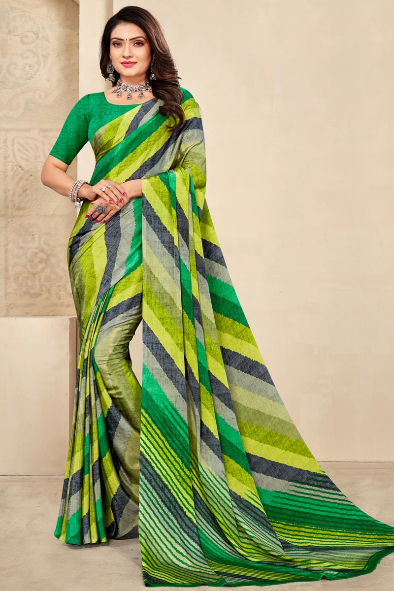 Multi Color Crepe Fabric Princely Casual Look Saree