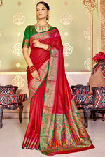 Load image into Gallery viewer, Art Silk Fabric Red Color Weaving Work Mesmeric Saree
