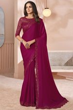 Load image into Gallery viewer, Maroon Color Chiffon Fabric Party Style Divine Asmita Sood Saree
