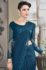 Load image into Gallery viewer, Blue Color Chiffon Fabric Appealing Sequins Work Party Style Saree
