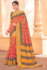 Load image into Gallery viewer, Rust Color Art Silk Fabric Sober Weaving Work Saree
