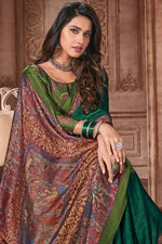 Load image into Gallery viewer, Classic Green Color Casual Wear Two Tone Saree In Chiffon Fabric
