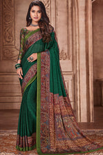 Load image into Gallery viewer, Classic Green Color Casual Wear Two Tone Saree In Chiffon Fabric
