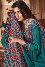 Load image into Gallery viewer, Attractive Chiffon Fabric Teal Color Casual Wear Two Tone Saree
