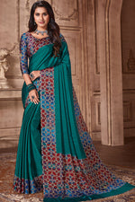 Load image into Gallery viewer, Attractive Chiffon Fabric Teal Color Casual Wear Two Tone Saree
