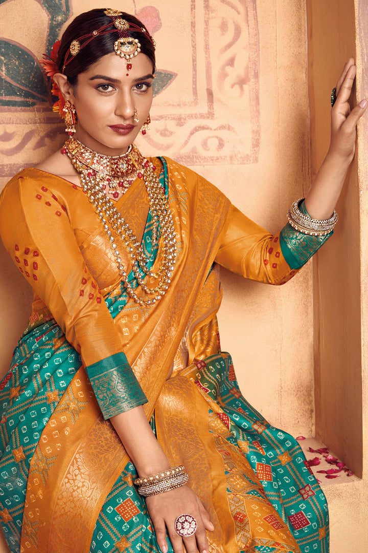 Marvellous Weaving Work Art Silk Saree In Cyan Color
