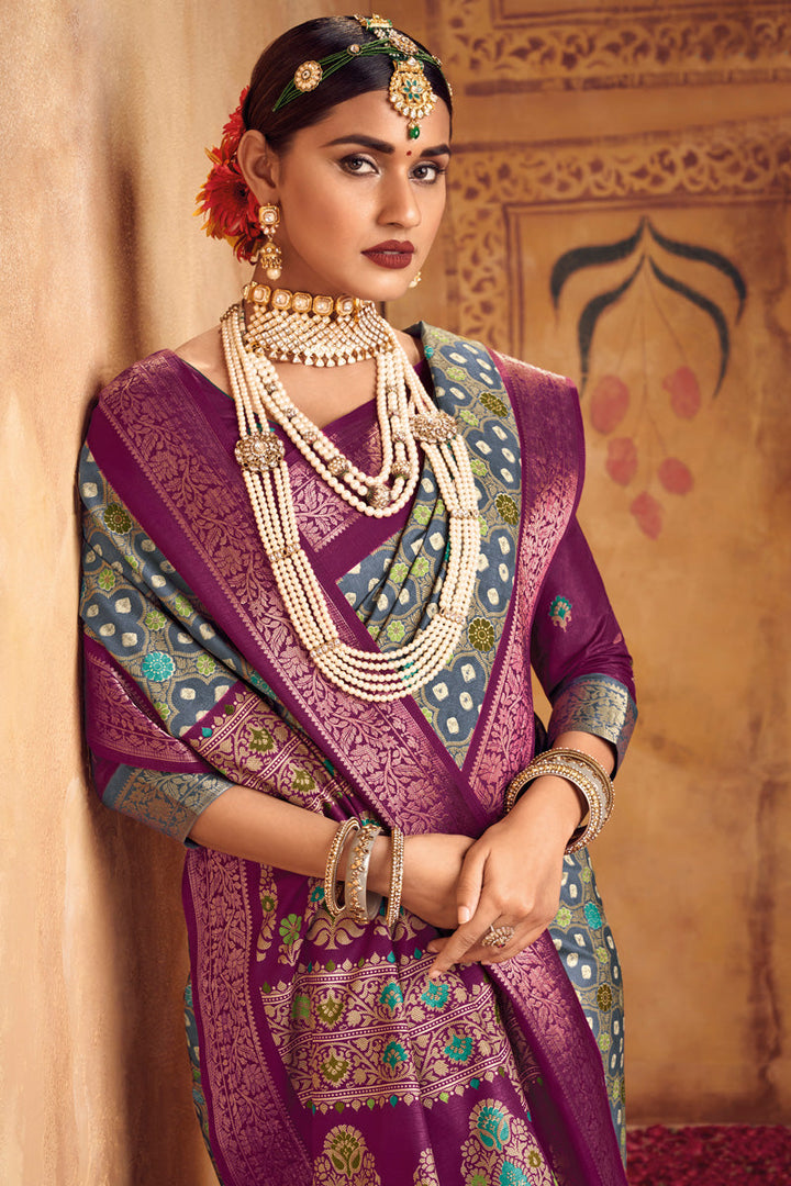 Radiant Beige Color Weaving Work Art Silk Saree