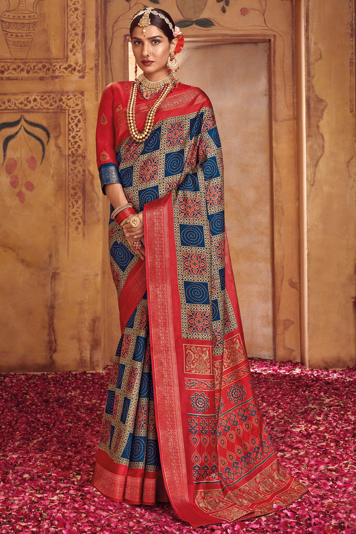 Beguiling Multi Color Weaving Work Art Silk Saree