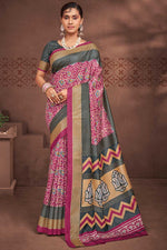 Load image into Gallery viewer, Creative Foil Printed Saree In Pink Color Art Silk Fabric
