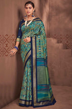 Load image into Gallery viewer, Radiant Green Color Art Silk Fabric Foil Printed Saree

