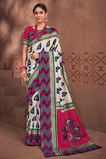 Load image into Gallery viewer, Incredible Art Silk Fabric Off White Color Foil Printed Saree
