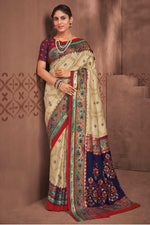 Load image into Gallery viewer, Classic Beige Color Foil Printed Saree In Art Silk Fabric
