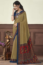 Load image into Gallery viewer, Crepe Silk Fabric Yellow Color Soothing Light Weight Saree
