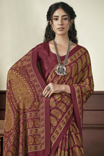 Load image into Gallery viewer, Crepe Silk Fabric Maroon Color Fantastic Light Weight Saree
