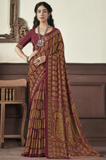 Load image into Gallery viewer, Crepe Silk Fabric Maroon Color Fantastic Light Weight Saree
